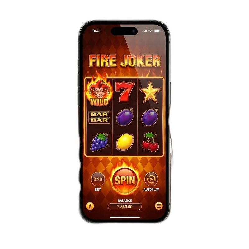 Fire Joker mobile Hochformat-UI — HTML5-Slot läuft in Safari auf iPhone